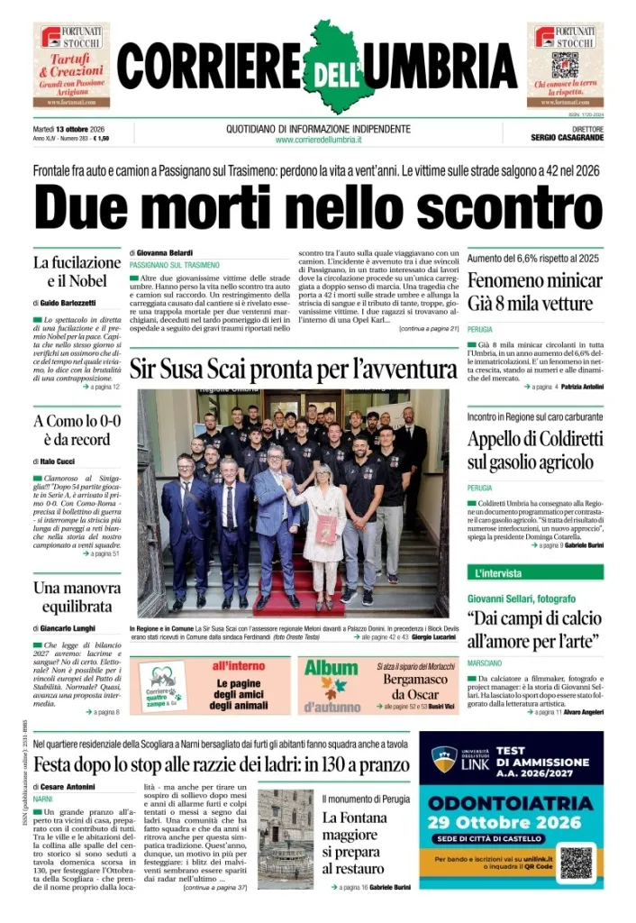 Prima-pagina-corriere umbria-del-2026-10-13